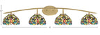 Kurve Four Light Bath Bar in New Age Brass with 7" Kaleidoscope Art Glass Shade