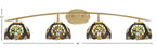 Kurve Four Light Bath Bar in New Age Brass with 7" Ivory Cypress Art Glass Shade