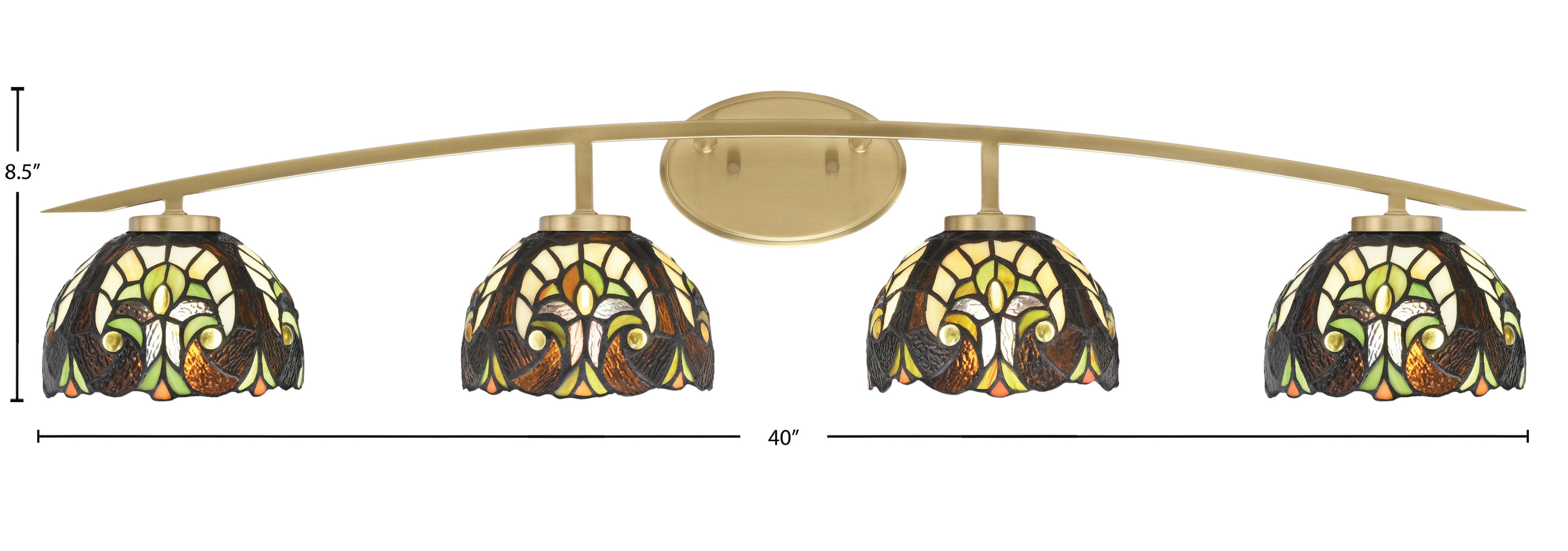 Kurve Four Light Bath Bar in New Age Brass with 7" Ivory Cypress Art Glass Shade