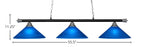 Oxford Three Light Bar in Chrome & Matte Black with 16" Blue Italian Shade