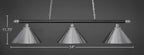 Oxford Three Light Bar in Chrome & Matte Black with 14" Chrome Cone Metal Shade Shade