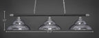 Oxford Three Light Bar in Chrome & Matte Black with 16" Chrome Double Bubble Metal Shade Shade