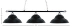 Oxford Three Light Bar in Chrome & Matte Black with 16" Matte Black Double Bubble Metal Shade Shade