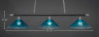 Oxford Three Light Bar in Chrome & Matte Black with 16" Teal Crystal Shade