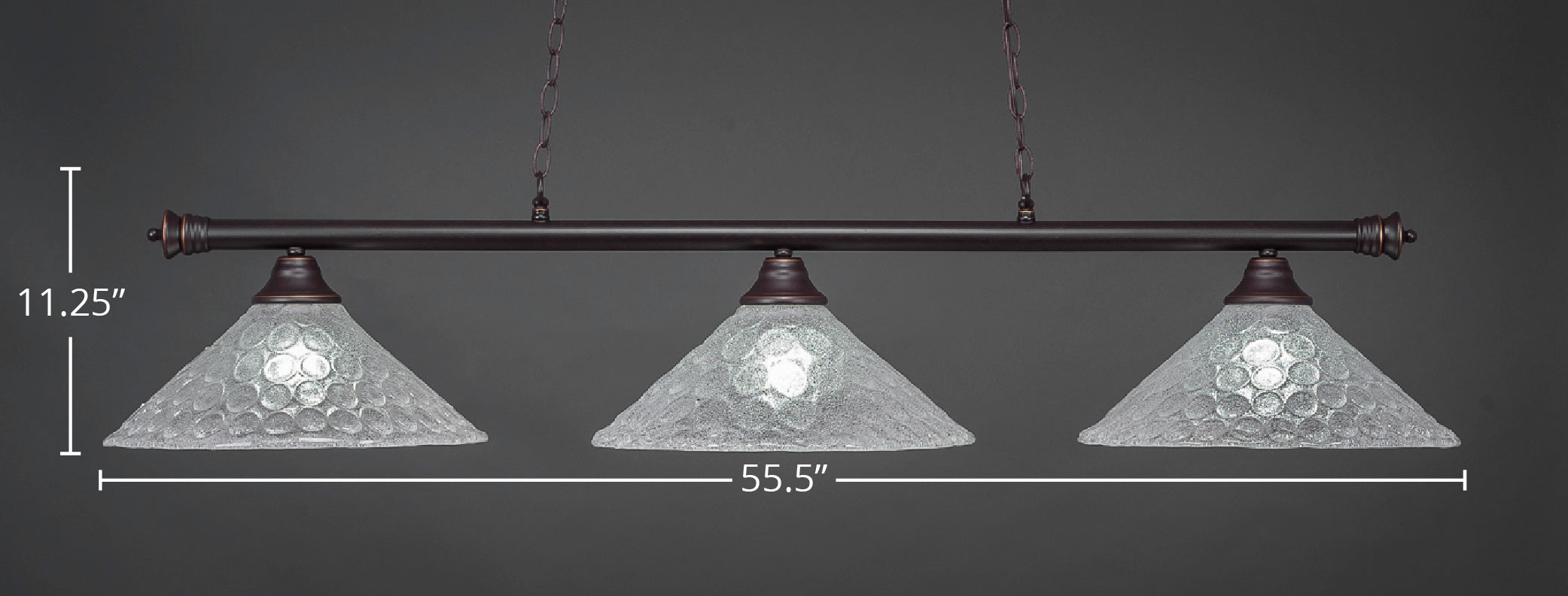 Oxford Three Light Bar in Dark Granite with 16" Italian Bubble Shade