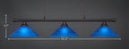 Oxford Three Light Bar in Dark Granite with 16" Blue Italian Shade