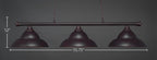 Oxford Three Light Bar in Dark Granite with 16" Dark Granite Double Bubble Metal Shade Shade