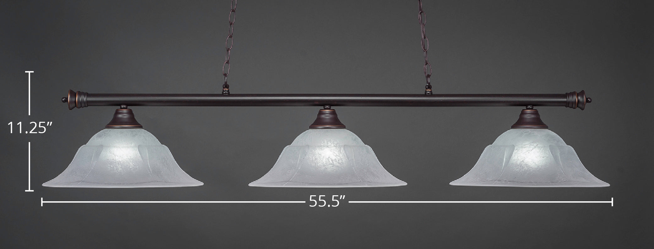 Oxford Three Light Bar in Dark Granite with 16" White Marble Shade