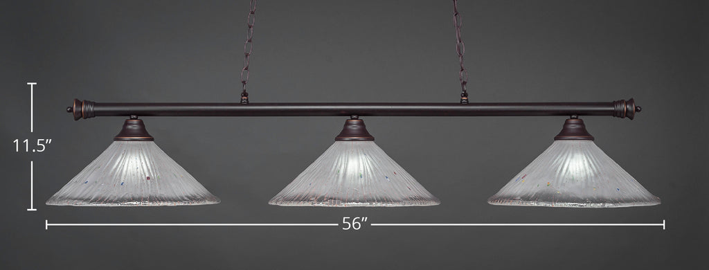 Oxford Three Light Bar in Dark Granite with 16" Frosted Crystal Shade