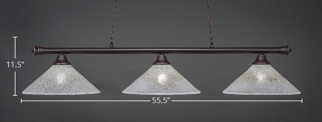 Oxford Three Light Bar in Dark Granite with 16" Gold Ice Shade