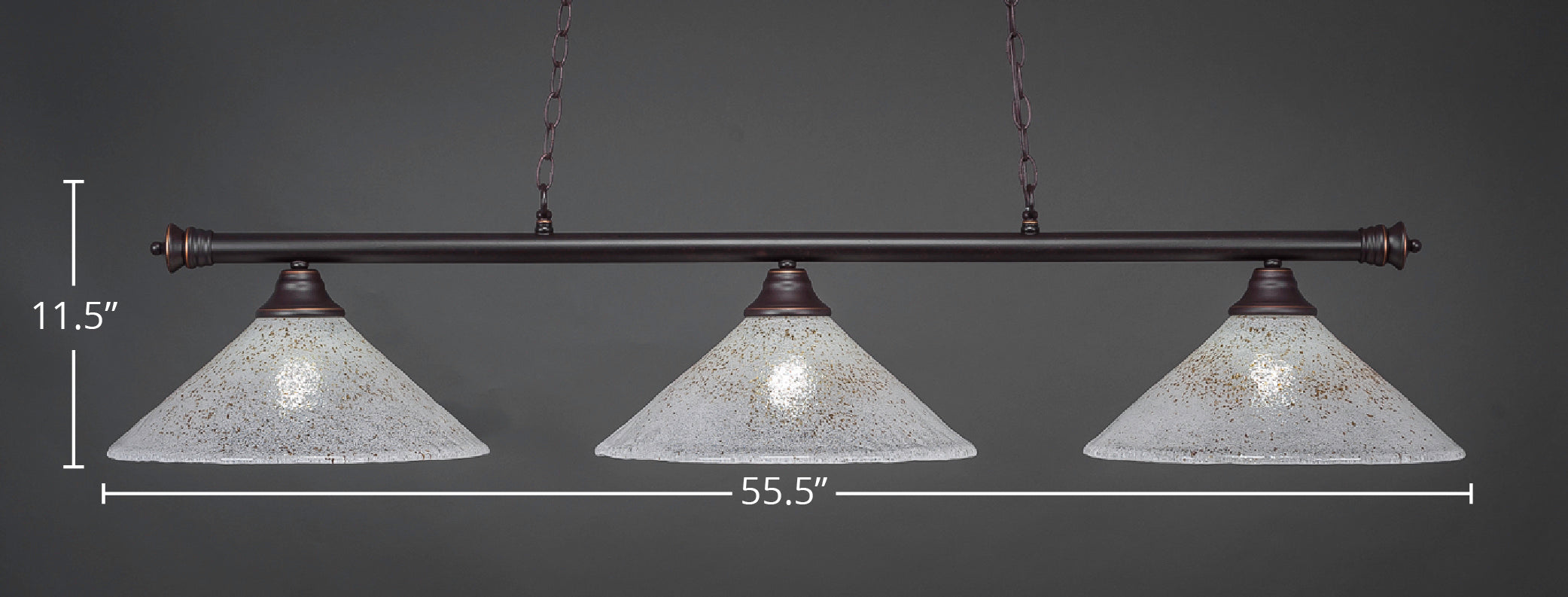 Oxford Three Light Bar in Dark Granite with 16" Gold Ice Shade