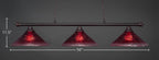 Oxford Three Light Bar in Dark Granite with 16" Raspberry Crystal Shade