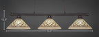 Oxford Three Light Bar in Dark Granite with 16" Chocolate Icing Shade