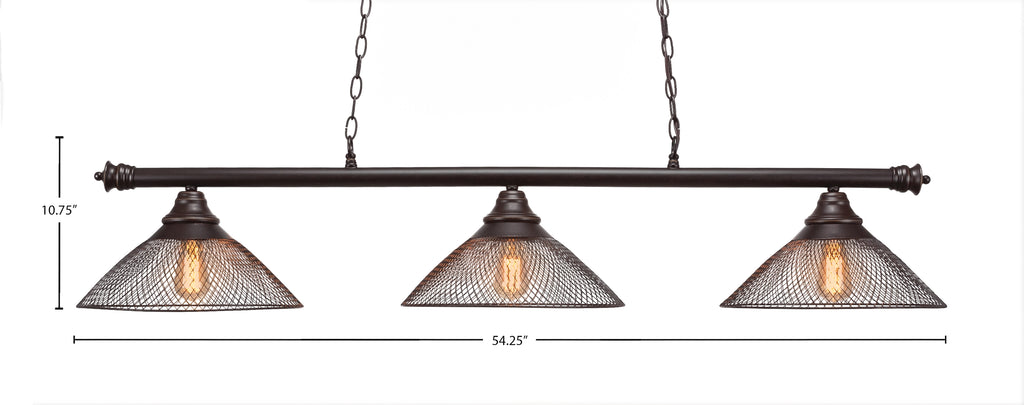 Oxford LED Bar Shown in Dark Granite with 14" Dark Granite Cone Mesh Metal Shade Shade