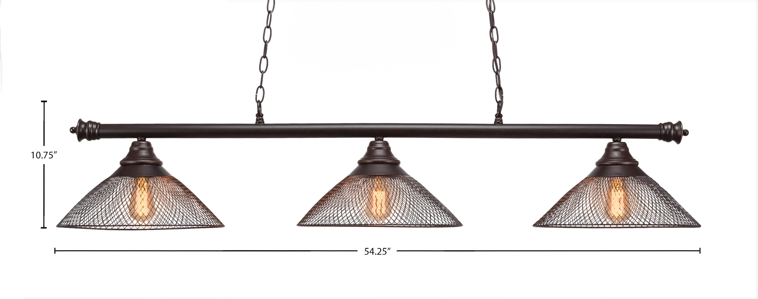 Oxford LED Bar Shown in Dark Granite with 14" Dark Granite Cone Mesh Metal Shade Shade
