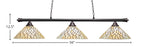 Oxford Three Light Bar in Dark Granite with 16" Sandhill Art Glass Shade