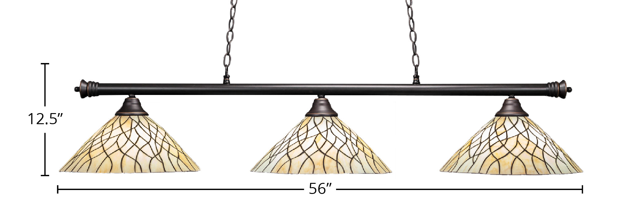 Oxford Three Light Bar in Dark Granite with 16" Sandhill Art Glass Shade