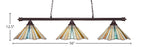 Oxford Three Light Bar in Dark Granite with 16" Zion Art Glass Shade