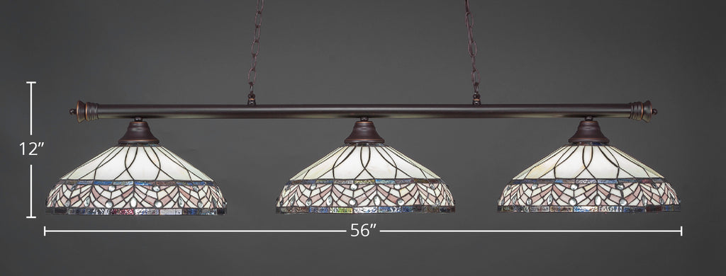 Oxford Three Light Bar in Dark Granite with 16" Royal Merlot Art Glass Shade