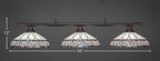 Oxford Three Light Bar in Dark Granite with 16" Royal Merlot Art Glass Shade