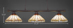 Oxford Three Light Bar in Dark Granite with 15" Honey & Brown Mission Art Glass Shade