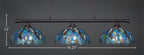 Oxford Three Light Bar in Dark Granite with 16" Blue Mosaic Art Glass Shade