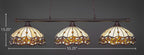Oxford Three Light Bar in Dark Granite with 16" Roman Jewel Art Glass Shade