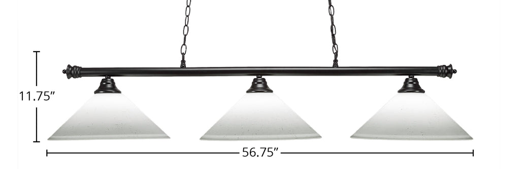 Oxford Three Light Bar in Matte Black with 16" White Muslin Shade