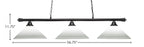 Oxford Three Light Bar in Matte Black with 16" White Muslin Shade