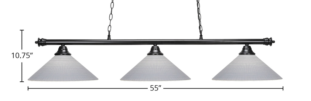 Oxford Three Light Bar in Matte Black with 16" Gray Matrix Shade