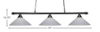 Oxford Three Light Bar in Matte Black with 16" Gray Matrix Shade