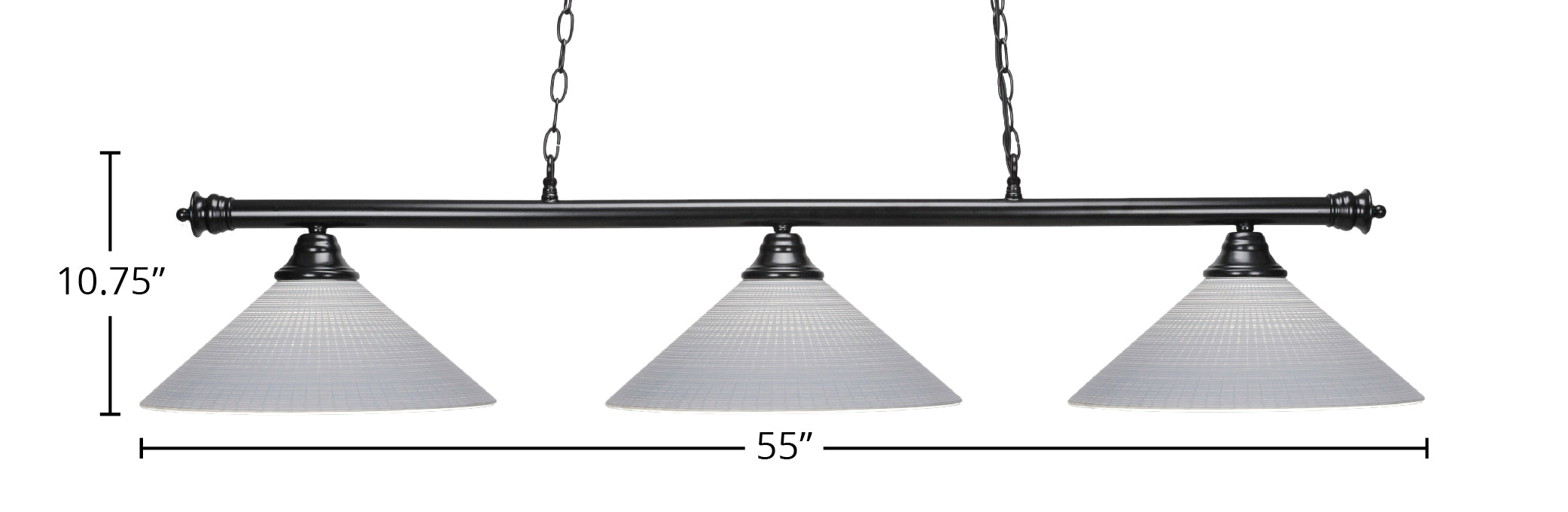 Oxford Three Light Bar in Matte Black with 16" Gray Matrix Shade