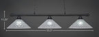 Oxford Three Light Bar in Matte Black with 16" Italian Bubble Shade