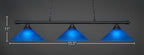 Oxford Three Light Bar in Matte Black with 16" Blue Italian Shade
