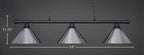 Oxford Three Light Bar in Matte Black with 14" Chrome Cone Metal Shade Shade