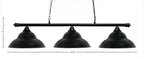 Oxford Three Light Bar in Matte Black with 16" Matte Black Double Bubble Metal Shade Shade