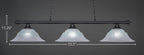 Oxford Three Light Bar in Matte Black with 16" White Marble Shade