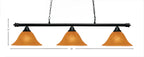 Oxford Three Light Bar in Matte Black with 14" Tiger Shade