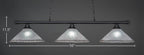 Oxford Three Light Bar in Matte Black with 16" Frosted Crystal Shade