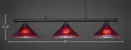 Oxford Three Light Bar in Matte Black with 16" Raspberry Crystal Shade