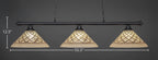Oxford Three Light Bar in Matte Black with 16" Chocolate Icing Shade