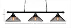 Oxford Four Light Bar in Dark Granite with 14" Matte Black Cone Mesh Metal Shade Shade