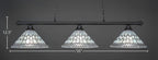 Oxford Three Light Bar in Matte Black with 16" Pewter Art Glass Shade