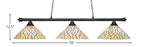Oxford Three Light Bar in Matte Black with 16" Sandhill Art Glass Shade