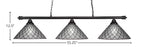 Oxford Three Light Bar in Matte Black with 16" Diamond Ice Art Glass Shade