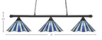 Oxford Three Light Bar in Matte Black with 16" Sea Ice Art Glass Shade
