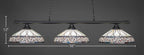Oxford Three Light Bar in Matte Black with 16" Royal Merlot Art Glass Shade