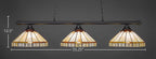 Oxford Three Light Bar in Matte Black with 15" Honey & Brown Mission Art Glass Shade