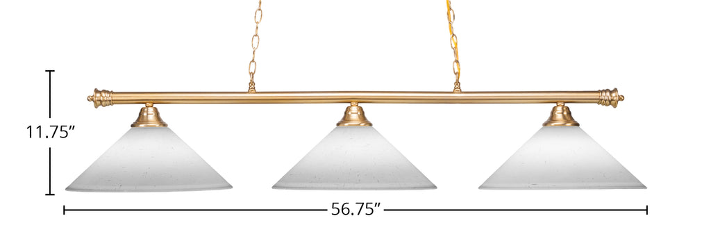 Oxford Three Light Bar in New Age Brass with 16" White Muslin Shade
