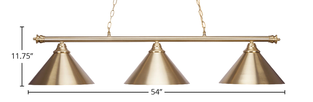 Oxford Three Light Bar in New Age Brass with 14" New Age Brass Cone Metal Shade Shade